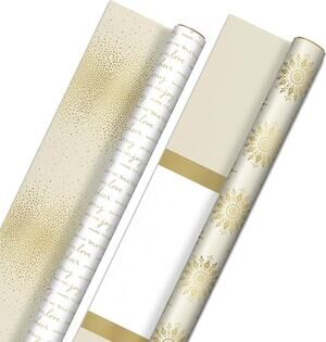 Hallmark Reversible White and Gold Wrapping Paper 2 Jumbo Rolls